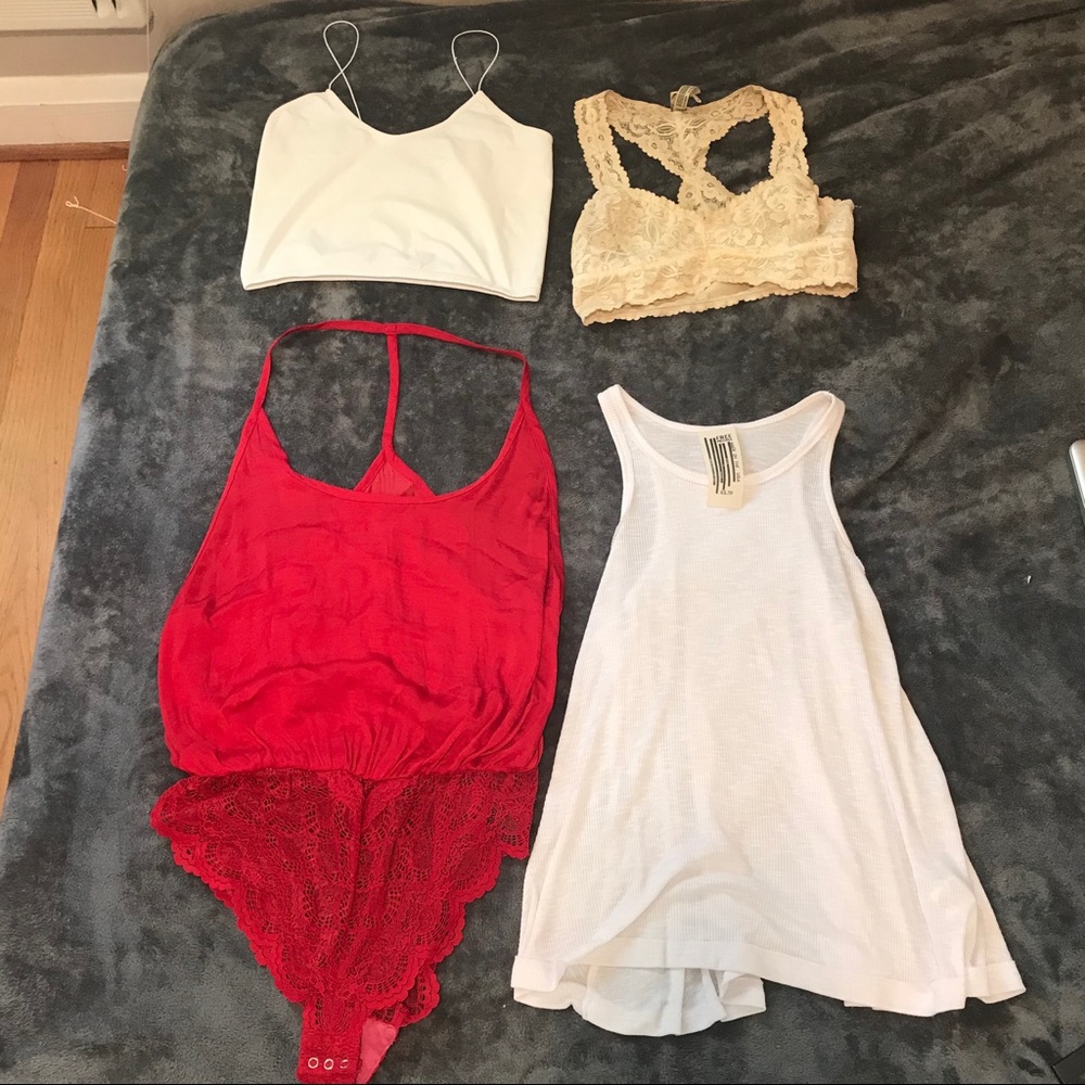 Free People Bundle! Bodysuit, tank, bralette, crop